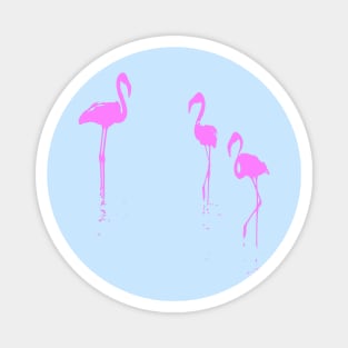 Minimalistic Three Flamingos Silhouette In Pink Magnet